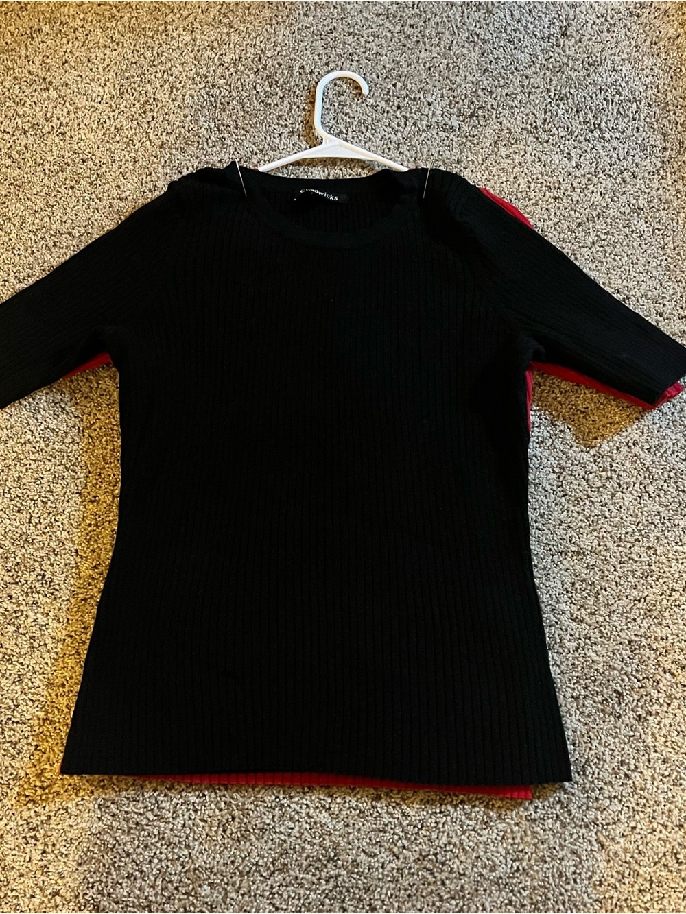 Chadwick’s Black Ribbed Short-Sleeve Sweater